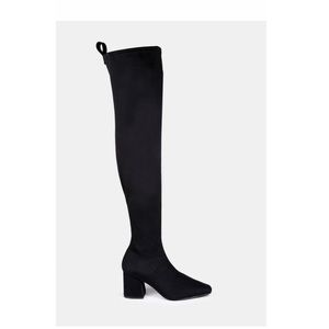 Black Missguided Over The Knee Heeled Boots Shoes